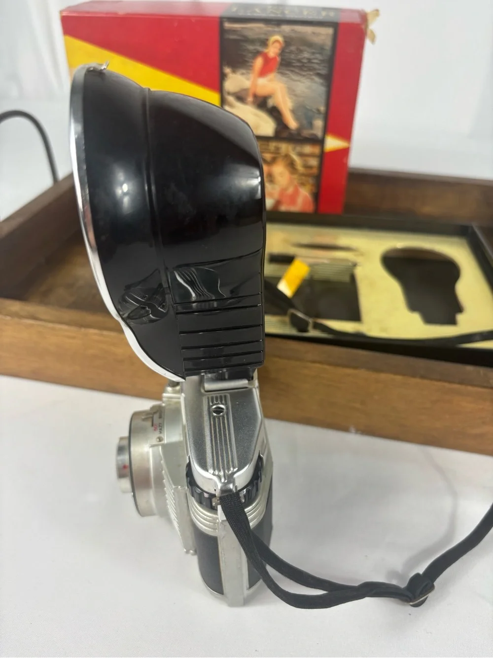 Vintage Ansco Lancer Camera Outfit w/ Flash & Original Box Untested 1950s